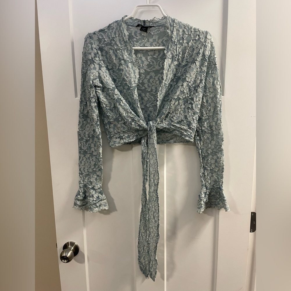 Moda International Blue Blouse Bell Sleeves